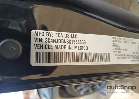 2025 Jeep Compass Latitude 4X4 из США, поврежденный, VIN 3C4NJDBN3ST566839